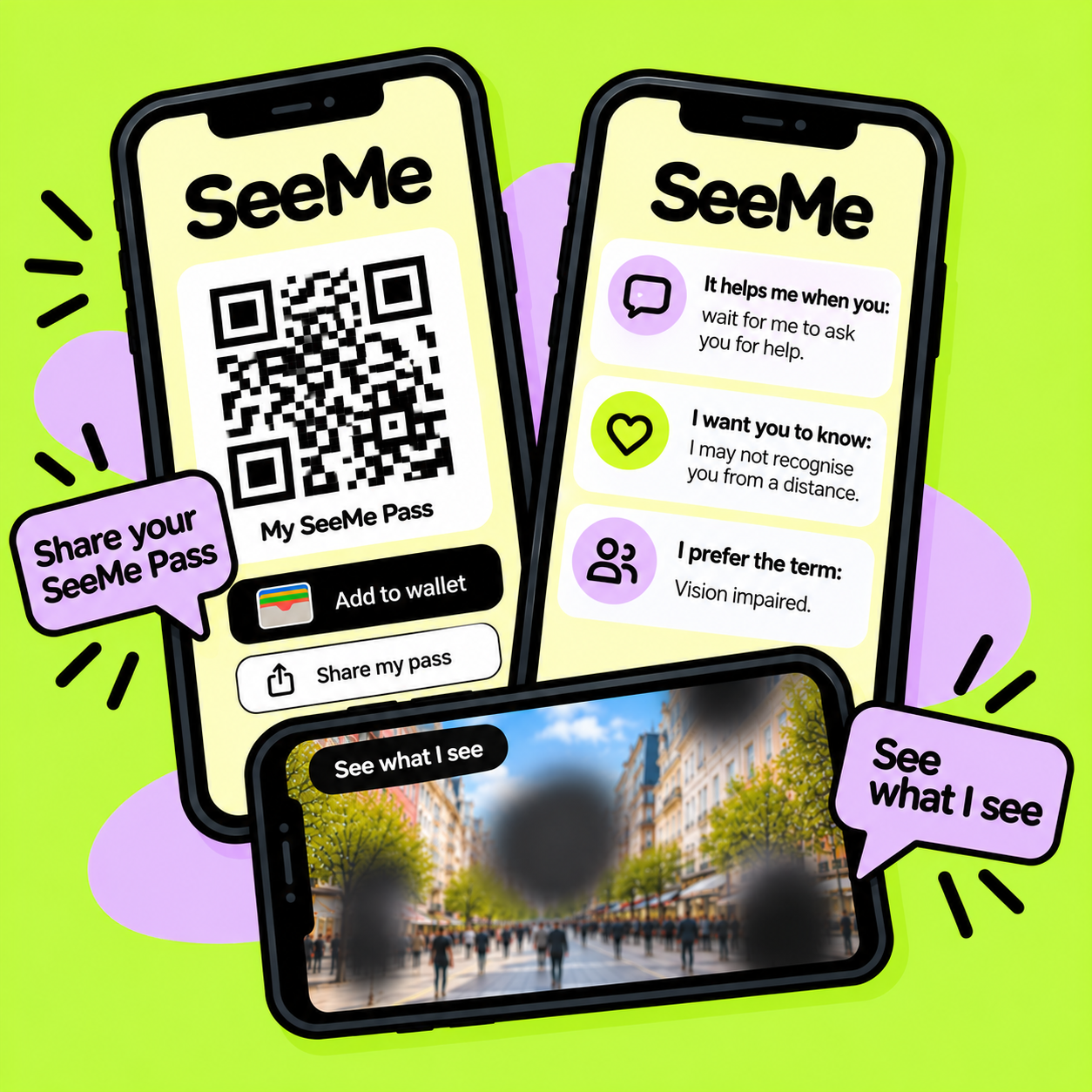 illustration of the See Me web application showing a demonstration of the simulator